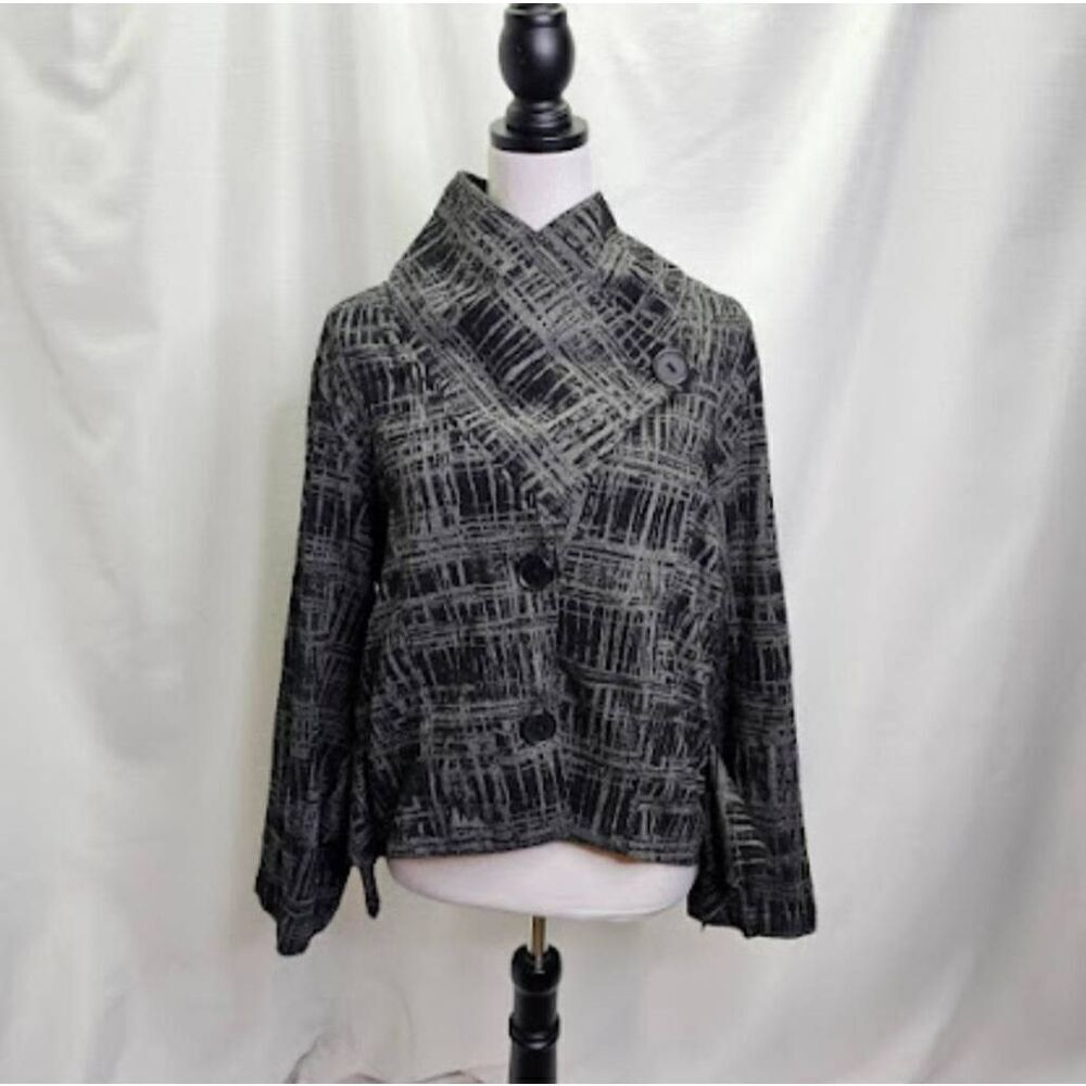 Dress to Kill by Jane Mohr Gray Asymmetrical Button Front Blazer One Size